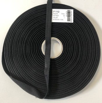 Hosenschonerband baumwolle 10mm (50 m), Schwarz